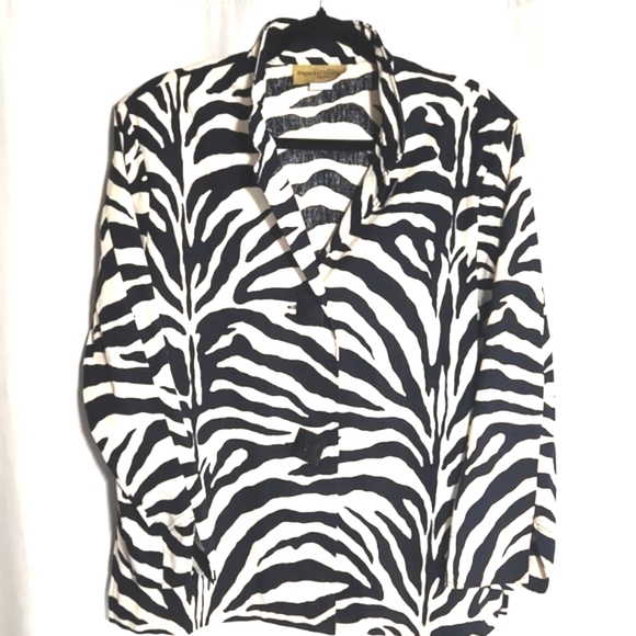 Painted Pony Jackets & Blazers - VTG Painted Pony Zebra Print Button Up 100% Cotton Blazer EUC!! Size Large